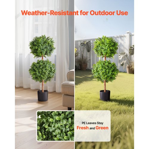 Artificial Topiary Boxwood Double Ball 2 Set 36 inch Faux Boxwood Plant