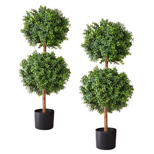 Artificial Topiary Boxwood Double Ball 2 Set 36 inch Faux Boxwood Plant