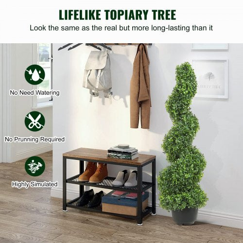 2 pcs Artificial Boxwood Tower Topiary Spiral Artificial Plant 91cm high