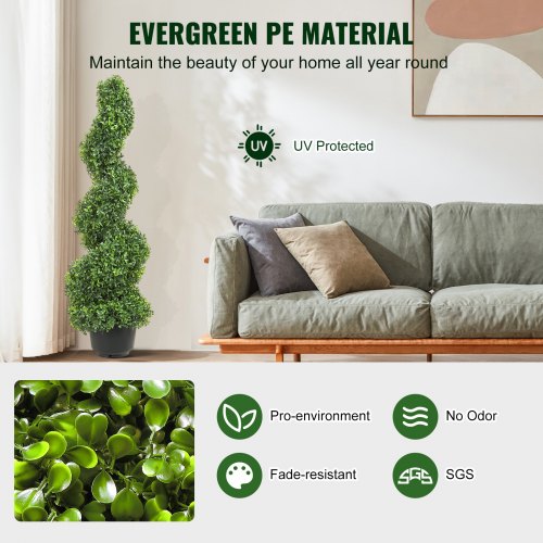 2 pcs Artificial Boxwood Tower Topiary Spiral Artificial Plant 91cm high