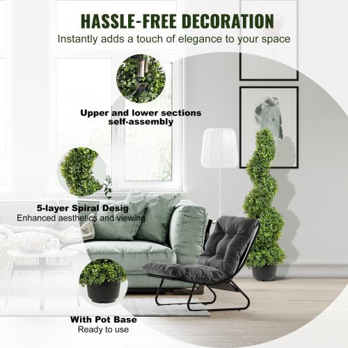 2 pcs Artificial Boxwood Tower Topiary Spiral Artificial Plant 91cm high
