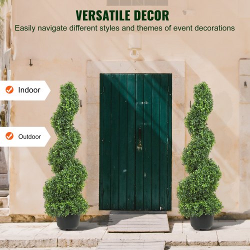 2 pcs Artificial Boxwood Tower Topiary Spiral Artificial Plant 91cm high