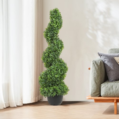 2 pcs Artificial Boxwood Tower Topiary Spiral Artificial Plant 91cm high