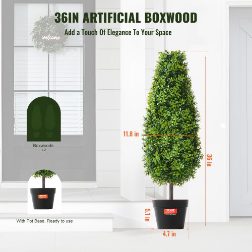 Artificial Boxwood Topiary Tree 36 inch Tall 2 Pieces Faux Topiary