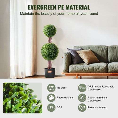 Artificial Boxwood Topiary Tree 36 inch Tall 2 Pieces Double Ball Faux