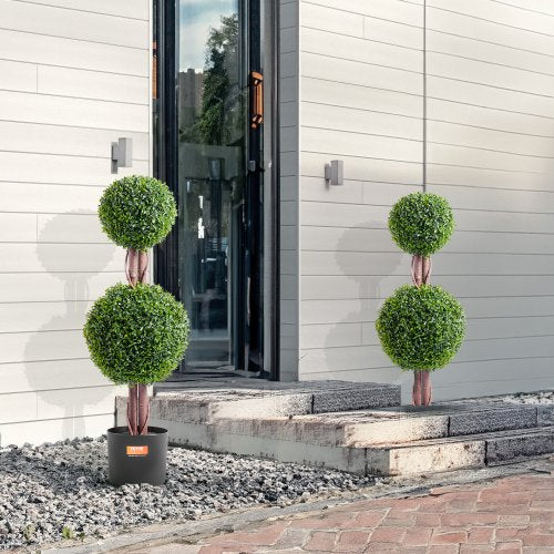 Artificial Boxwood Topiary Tree 36 inch Tall 2 Pieces Double Ball Faux