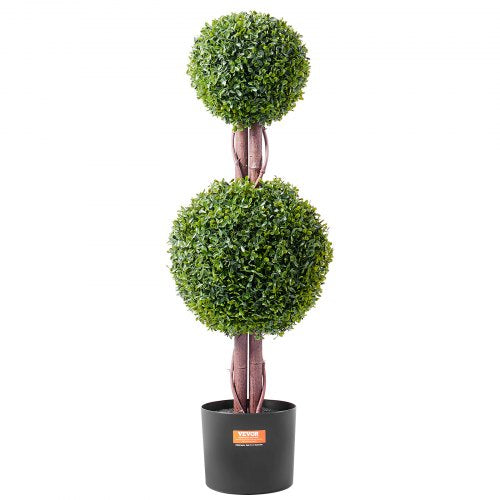 Artificial Boxwood Topiary Tree 36 inch Tall 2 Pieces Double Ball Faux