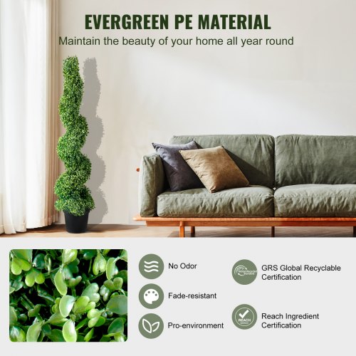 2 pcs Artificial Boxwood Tower Topiary Spiral Artificial Plant 122cm high