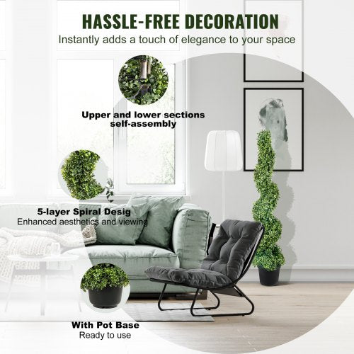 2 pcs Artificial Boxwood Tower Topiary Spiral Artificial Plant 122cm high