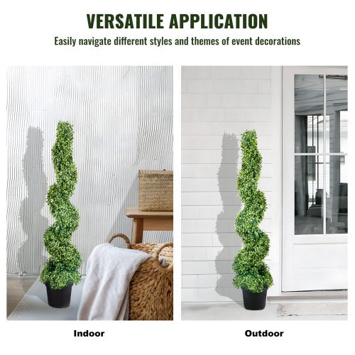 2 pcs Artificial Boxwood Tower Topiary Spiral Artificial Plant 122cm high