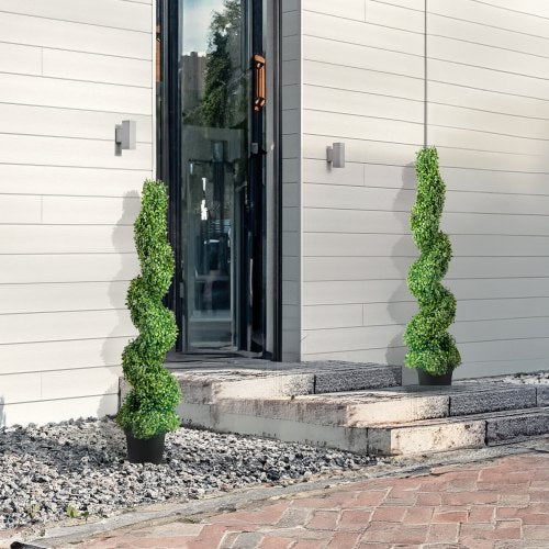 2 pcs Artificial Boxwood Tower Topiary Spiral Artificial Plant 122cm high