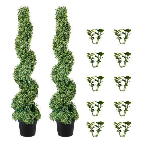 2 pcs Artificial Boxwood Tower Topiary Spiral Artificial Plant 122cm high