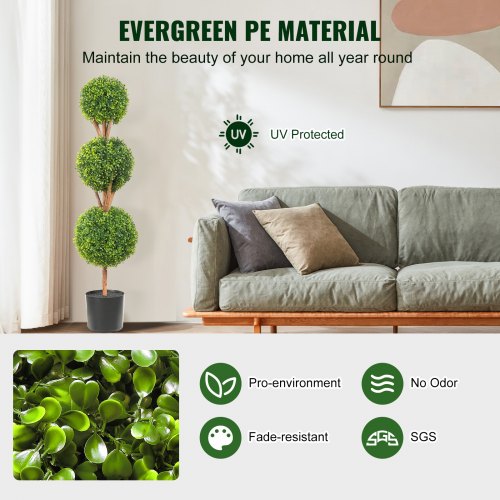 Artificial Topiaries Boxwood Trees 48 inch Tall 2 Pieces 3 BallShape