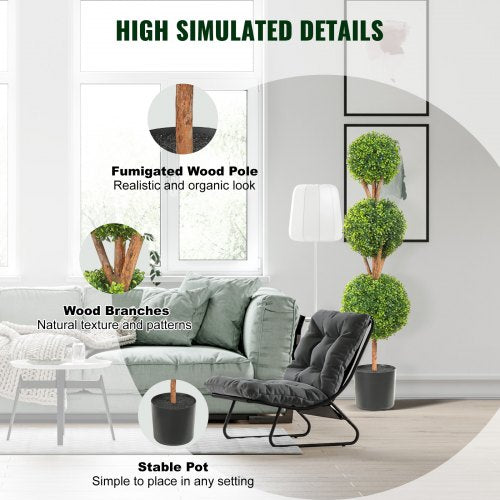 Artificial Topiaries Boxwood Trees 48 inch Tall 2 Pieces 3 BallShape
