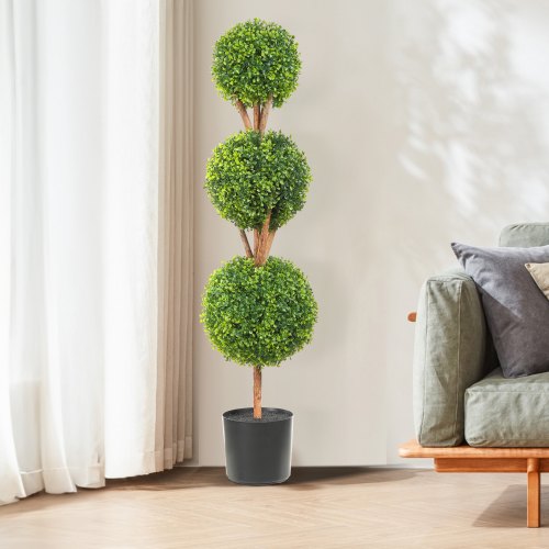 Artificial Topiaries Boxwood Trees 48 inch Tall 2 Pieces 3 BallShape