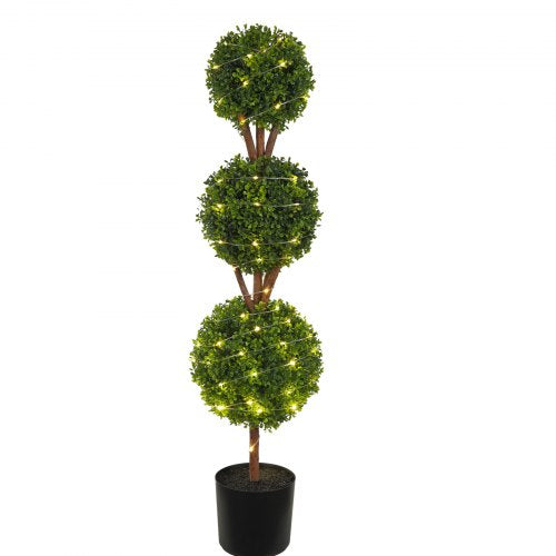 Artificial Topiaries Boxwood Trees 48 inch Tall 2 Pieces 3 BallShape