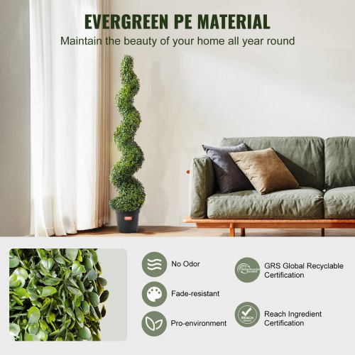 Artificial Boxwood Topiary Tree 60 inch Tall 2 Pieces Spiral Faux
