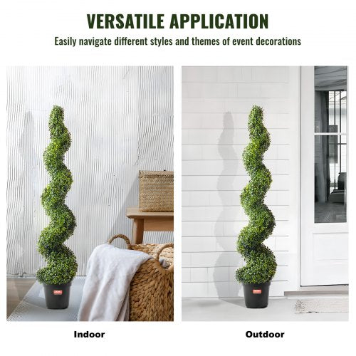 Artificial Boxwood Topiary Tree 60 inch Tall 2 Pieces Spiral Faux