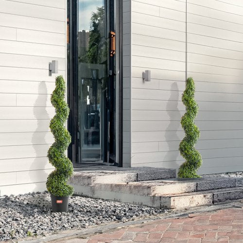 Artificial Boxwood Topiary Tree 60 inch Tall 2 Pieces Spiral Faux