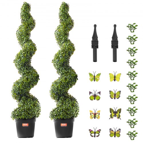 Artificial Boxwood Topiary Tree 60 inch Tall 2 Pieces Spiral Faux