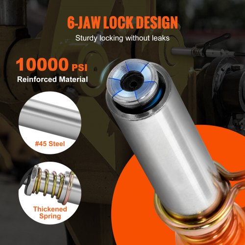Grease Gun Coupler 10000 PSI High Pressure 6Jaw Locking Quick Release