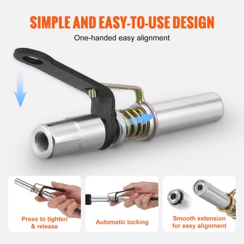 Grease Gun Coupler 10000 PSI High Pressure 6Jaw Locking Quick Release