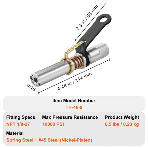 Grease Gun Coupler 10000 PSI High Pressure 6Jaw Locking Quick Release
