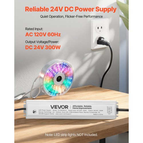 LED Driver 300 Watts 24V DC Waterproof IP67 Low Voltage Power Supply