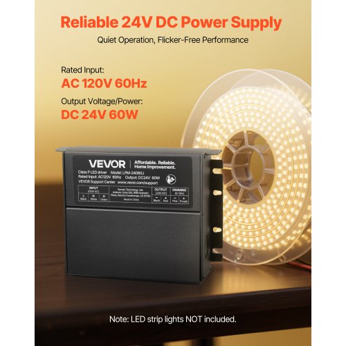 60W Dimmable LED Driver 24V TriacELVMLV AC to DC Power Supply