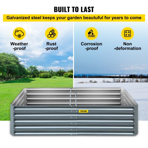 Galvanized Raised Garden Bed 80 x 40 x 19 Metal Planter Box Gray