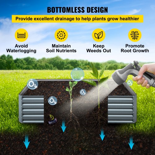 Galvanized Raised Garden Bed 80 x 40 x 19 Metal Planter Box Gray