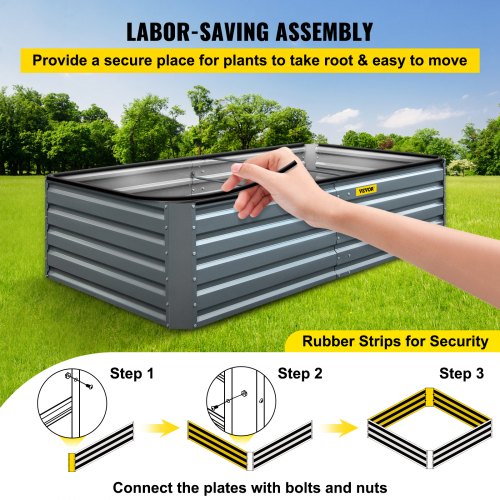 Galvanized Raised Garden Bed 80 x 40 x 19 Metal Planter Box Gray