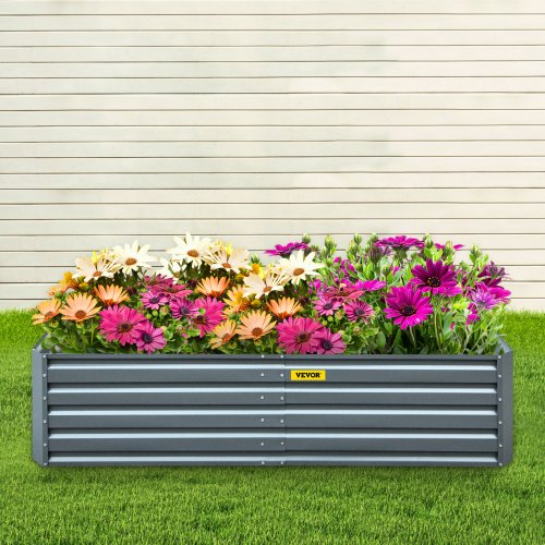 Galvanized Raised Garden Bed 80 x 40 x 19 Metal Planter Box Gray