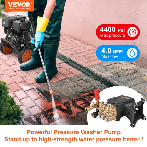 Pressure Washer Pump 1 Shaft Horizontal Triplex Plunger 4400 PSI 4 GPM