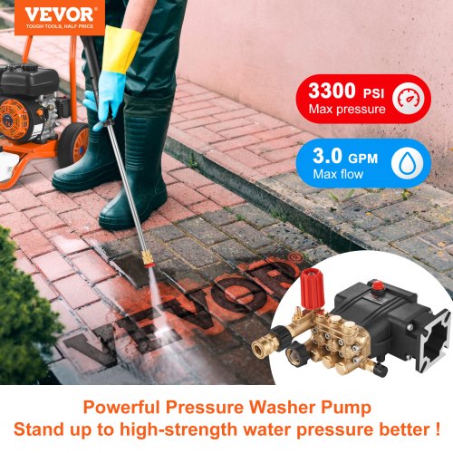 Pressure Washer Pump 34 Shaft Horizontal Triplex Plunger 3700 PSI 25