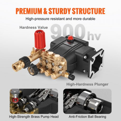 Pressure Washer Pump 34 Shaft Horizontal Triplex Plunger 3700 PSI 25