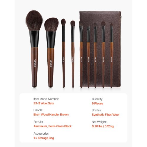 9Piece Makeup Brush Set for Foundation Blending Eyeshadow Professional