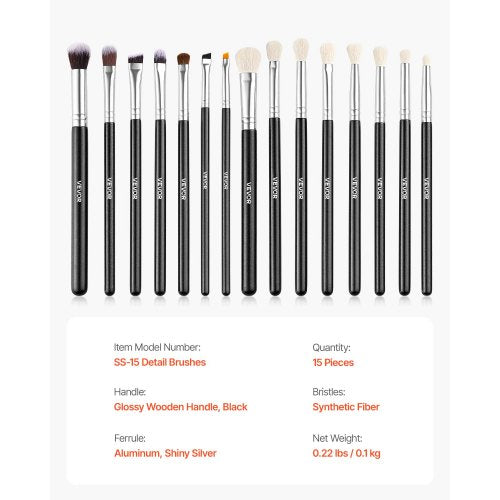 15Piece Makeup Brush Set for Foundation Blending Eyeshadow Professional