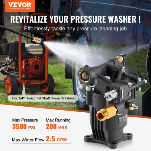Pressure Washer Pump 34 Shaft Horizontal 3500 PSI 25GPM Replacement