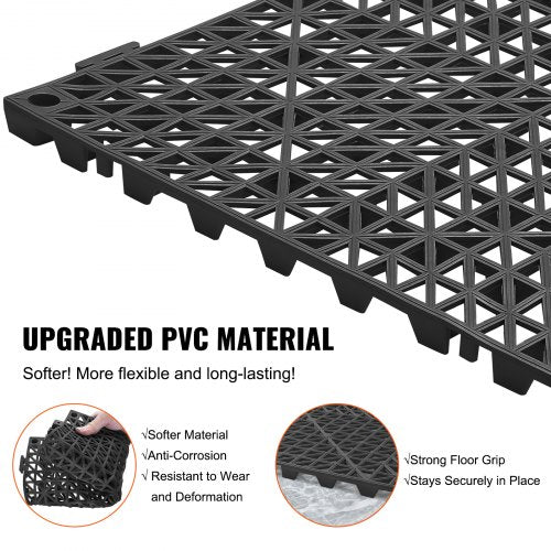 Interlocking Tile 50PCS Black Drainage Tiles 12 x 12 Splicing Soft PVC