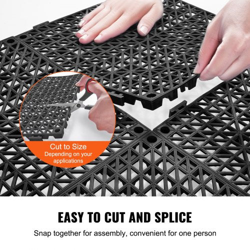 Interlocking Tile 50PCS Black Drainage Tiles 12 x 12 Splicing Soft PVC