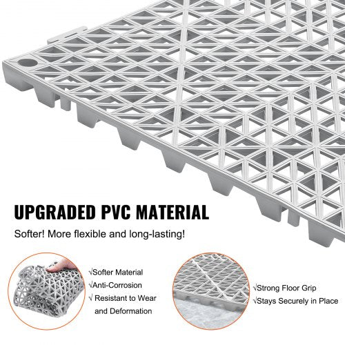 Interlocking Tile 50PCS Gray Drainage Tiles 12 x 12 Splicing Soft PVC