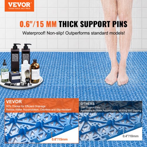 Interlocking Tile 55PCS Blue Drainage Tiles 12 x 12 Splicing Soft PVC