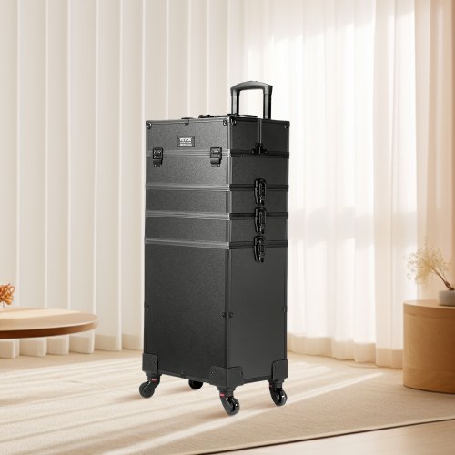 5 in 1 Professional Makeup Train Case Aluminum Cosmetic Case Rolling Makeup