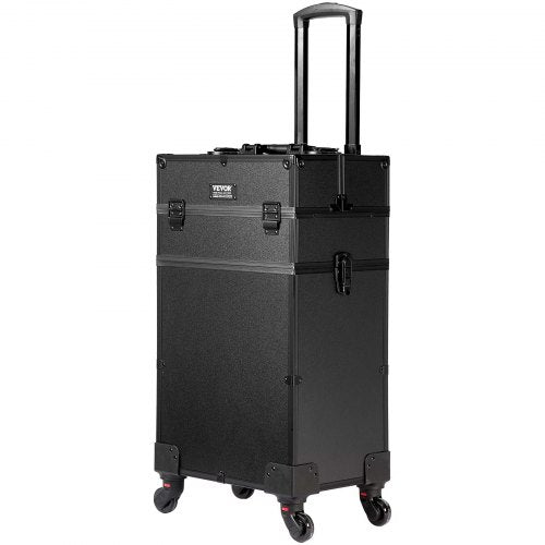 5 in 1 Professional Makeup Train Case Aluminum Cosmetic Case Rolling Makeup
