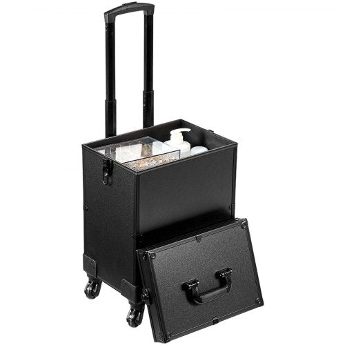5 in 1 Professional Makeup Train Case Aluminum Cosmetic Case Rolling Makeup