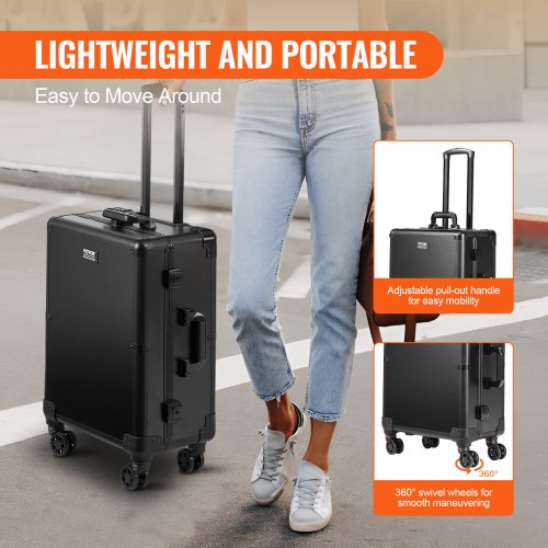 Makeup Train Case with Lock Lighted Mirror 4 Storage Trays Brush Holder