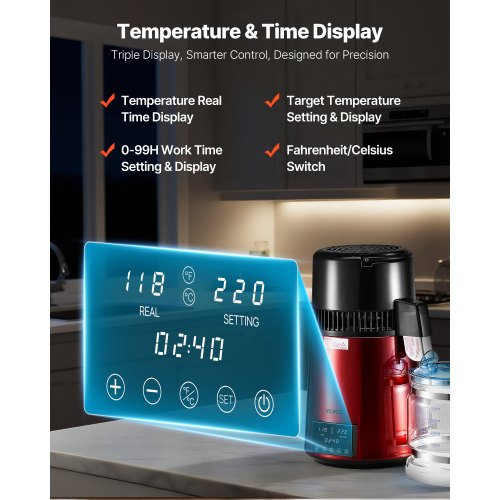 Water Distiller 4L 1.1 Gallon Pure Water Purifier Filter For Home Table