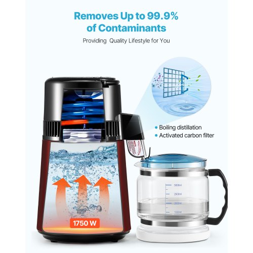 Water Distiller 4L 1.1 Gallon Pure Water Purifier Filter For Home Table