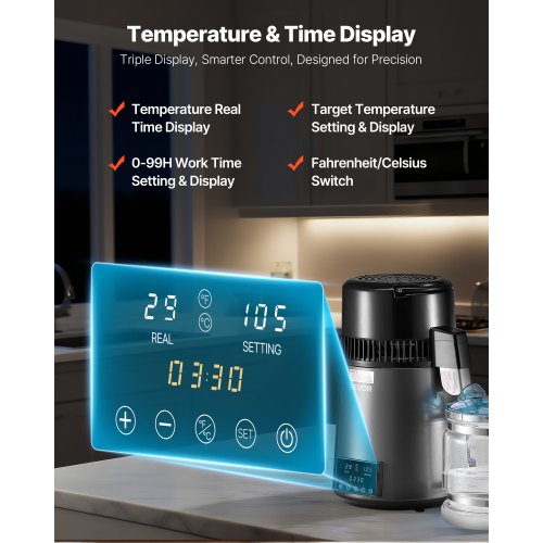 Water Distiller 4L 1.1 Gallon Pure Water Purifier Filter For Home Table 1